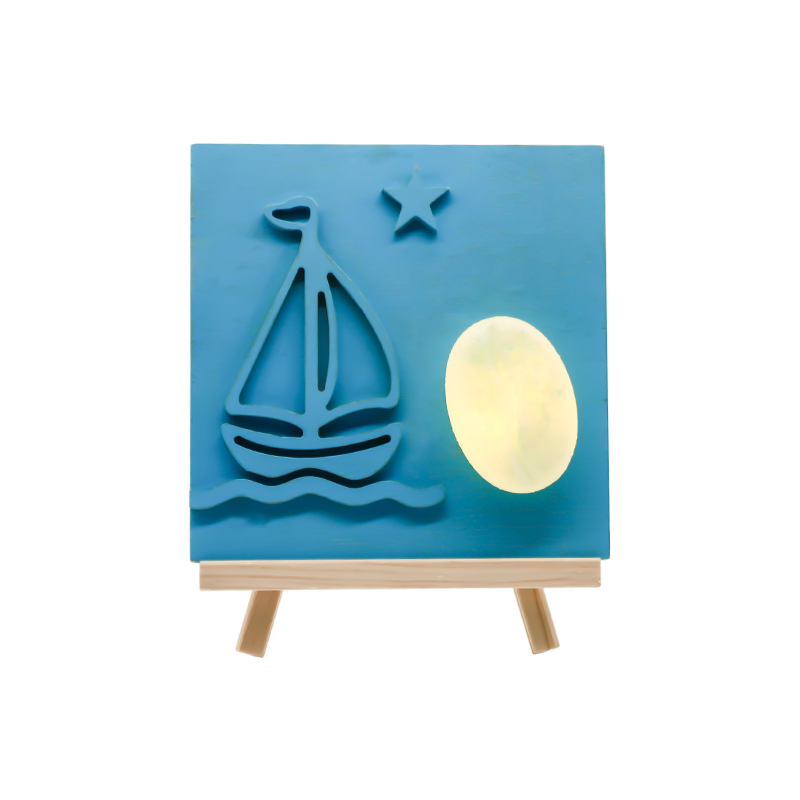 Ocean Color Plachetnice Bamboo Carved Wood Lamp - Sail Shadow Baking