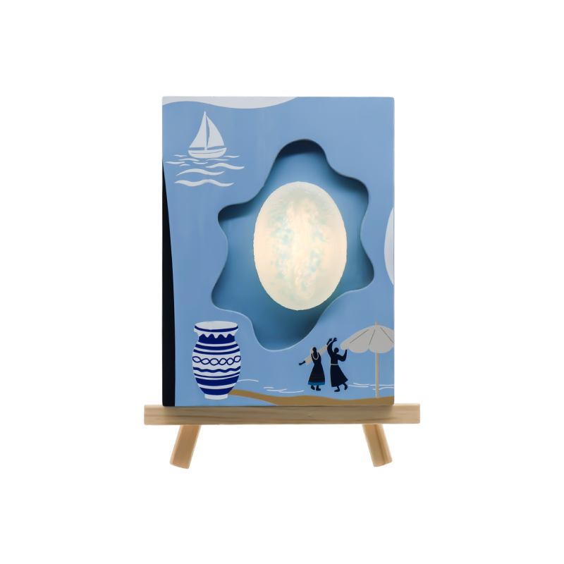 Ocean Wind Turing Coffee Bean Reliéf Dřevěná umělecká lampa-Světlo lásky moře
