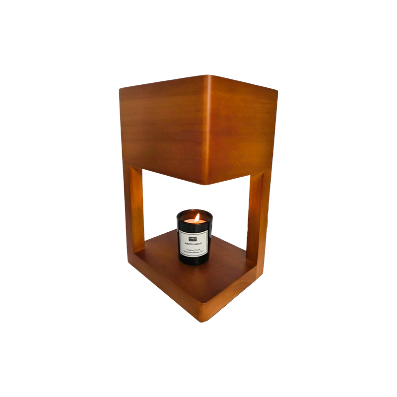 Svíčková teplejší lampa s jednoduchým geometrickým rámem - tichý roh