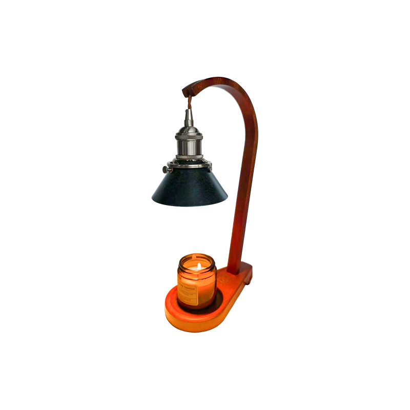 Svíčka teplejší lampa s černým kuželem stínu - závojové světlo