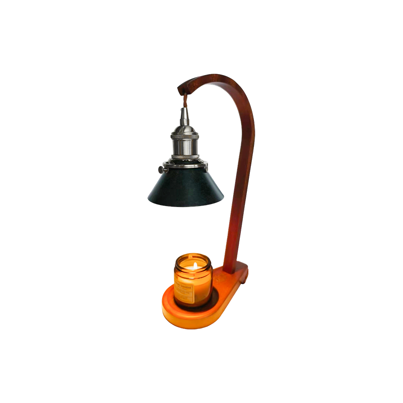 Svíčka teplejší lampa s černým kuželem stínu - závojové světlo
